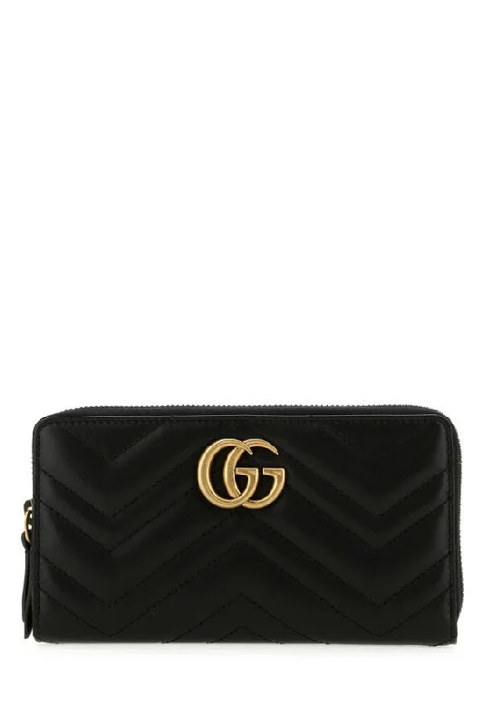 Ladies Gucci shoulder bags with a wide - width strapGucci Woman Black Leather Marmont Wallet