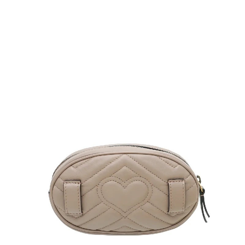 Women Gucci Sylvie bags with a leather - wrapped handleGucci Dusty Pink GG Marmont Mini Belt Bag