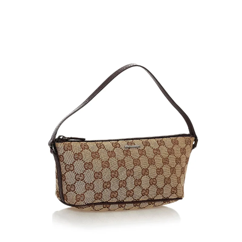 Gucci tote bags for women with a printed Gucci logoGucci GG Canvas Boat Baguette (32757)