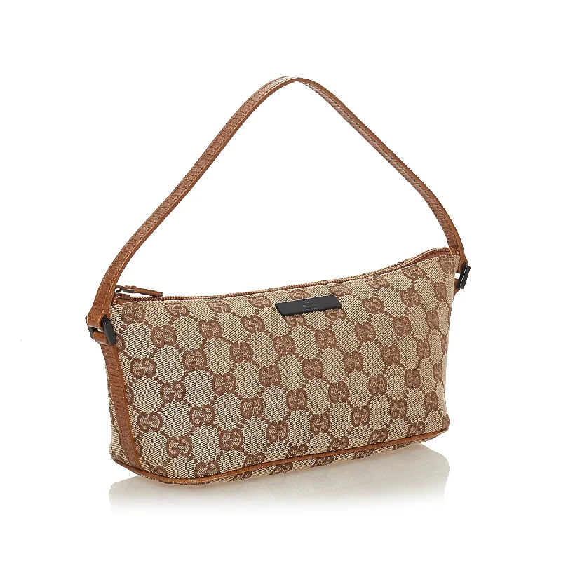 Gucci tote bags for women with a water - resistant coatingGucci GG Canvas Boat Baguette (27593)