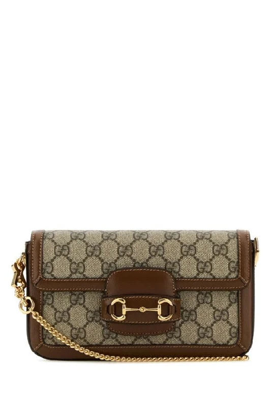 Women Gucci bags with a front - flap pocket for quick - access itemsGucci Woman Gg Supreme Fabric Mini Gucci Horsebit 1955 Handbag