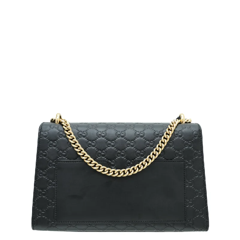 Gucci tote bags for women with a water - resistant coatingGucci Black Guccissima Padlock Medium Bag