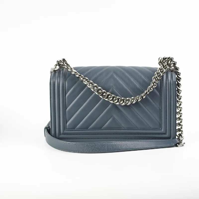 Chanel Classic Flap Bag for Evening PartyChanel Old Medium Chevron Boy Grey