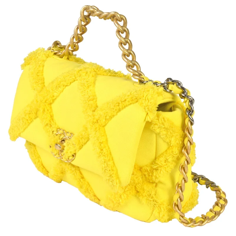 Chanel Luxury Handbag for High - End EventsCHANEL 19 Matelasse Chain Shoulder Bag No. 30 Canvas Leather Yellow