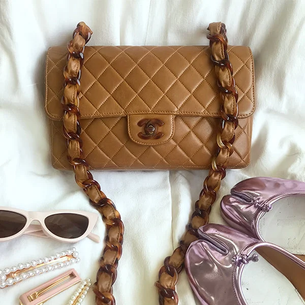 Chanel Colorful Handbag for Spring OutfitsCHANEL Around 1995 Made Tortoiseshell Classic Flap Chain Bag 25Cm Camel