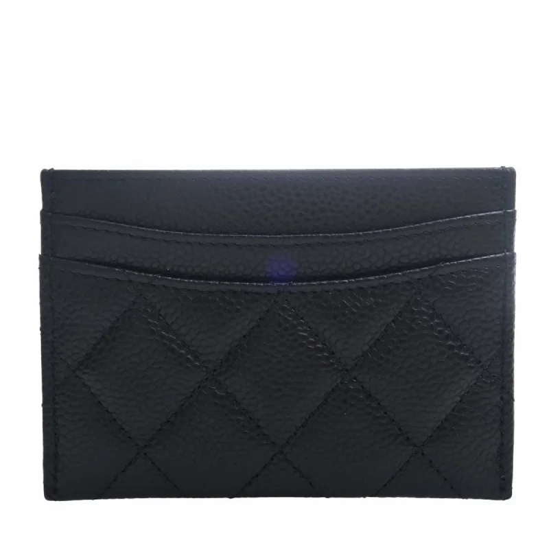 Chanel Small Crossbody Bag for TravelCHANEL Caviar Skin Matelasse Coco Mark Card Case Black Ladies