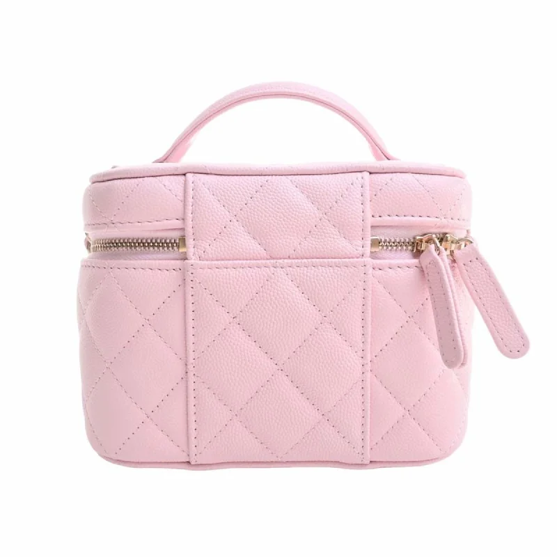 Chanel New Arrival Handbag with Gold HardwareCHANEL Caviar Skin Matelasse Coco Mark Small Vanity Bag Shoulder Pink Ladies