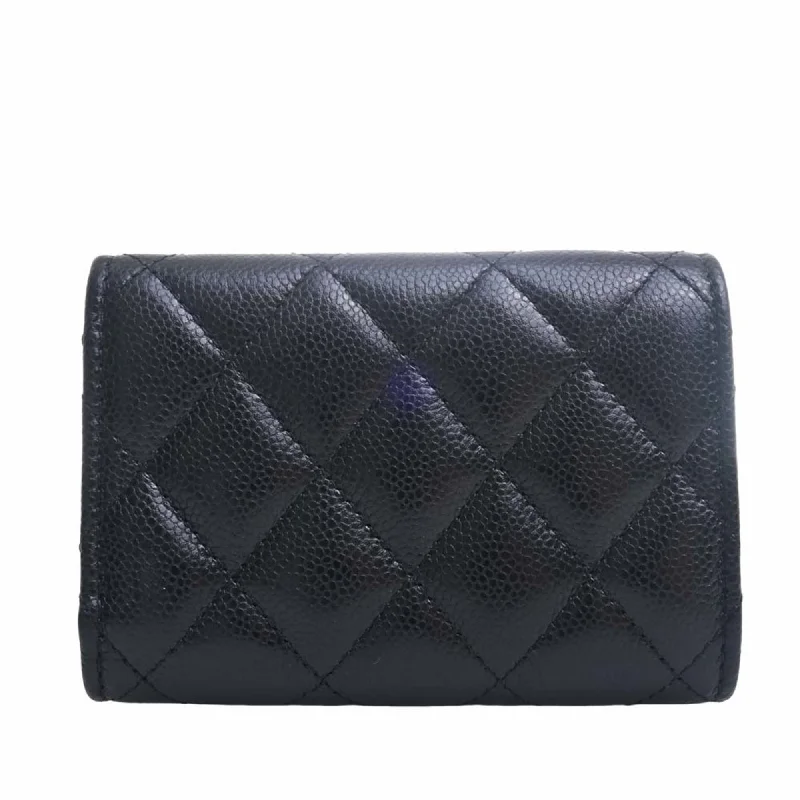 Chanel Classic Flap Bag for Evening PartyCHANEL Caviar Skin Matelasse Coco Mark Trifold Wallet Black Ladies