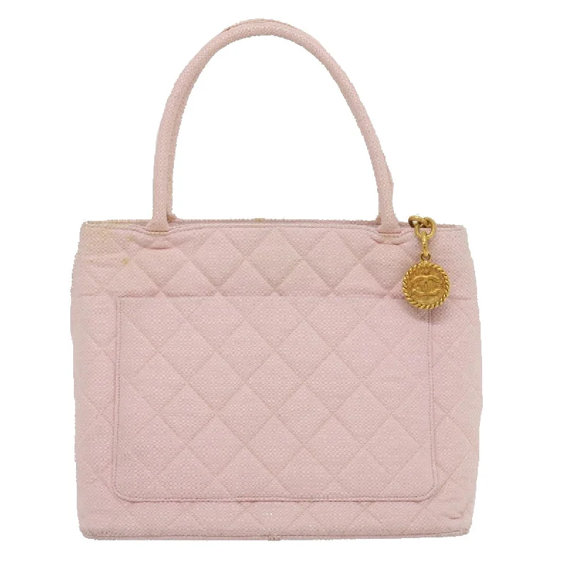 Chanel Lightweight Handbag for Daily ErrandsCHANEL COCO Mark Tote Bag cotton Pink CC Auth 29713A