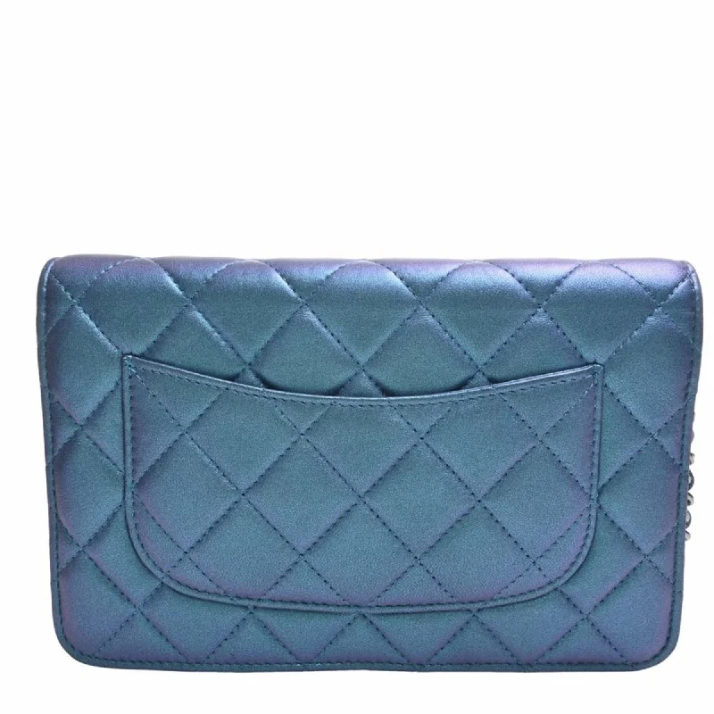 Chanel Classic Flap Bag for Evening PartyCHANEL Leather Matelasse Coco Mark Chain Shoulder Long Wallet Blue Ladies