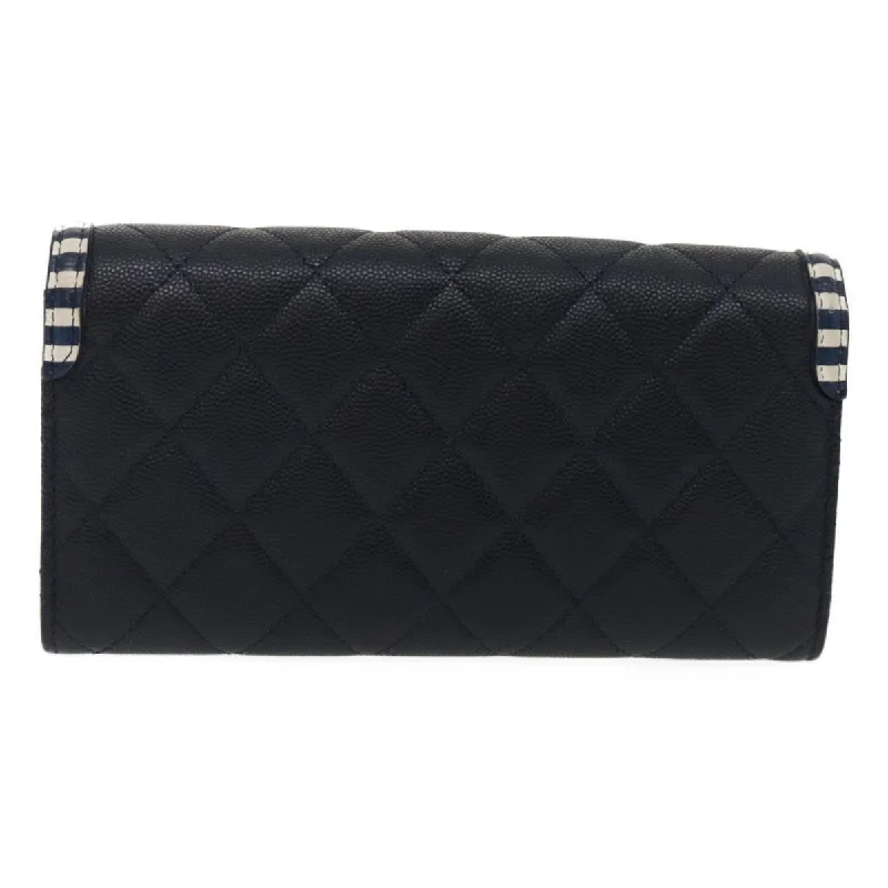 Chanel Classic Flap Bag for Evening PartyCHANEL Matelasse Cruise Line Long Wallet Caviar Skin Navy CC Auth 29542A