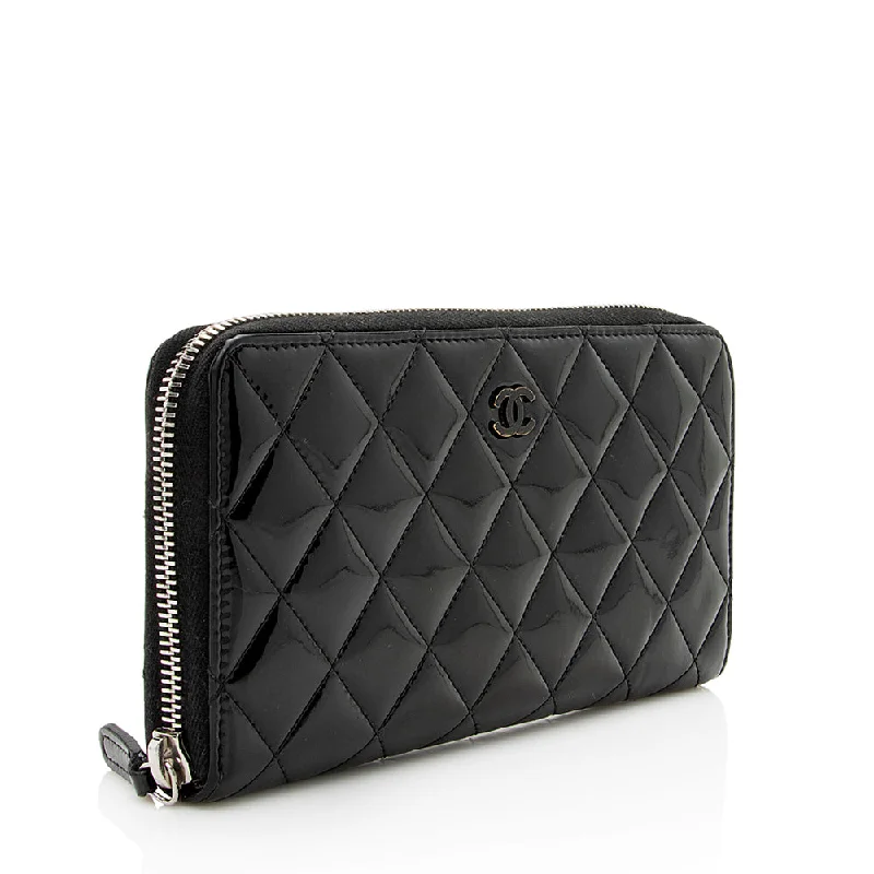 Chanel Luxury Handbag for High - End EventsChanel Patent Leather CC Zip Around Wallet (19124)