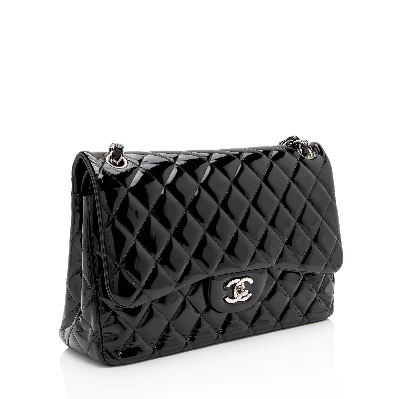 Chanel Black Handbag for Business MeetingsChanel Patent Leather Classic Jumbo Double Flap Bag (lMNM0P)