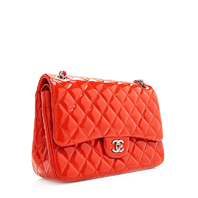 Chanel Classic Flap Bag for Evening PartyChanel Patent Leather Classic Jumbo Double Flap Shoulder Bag (18807)