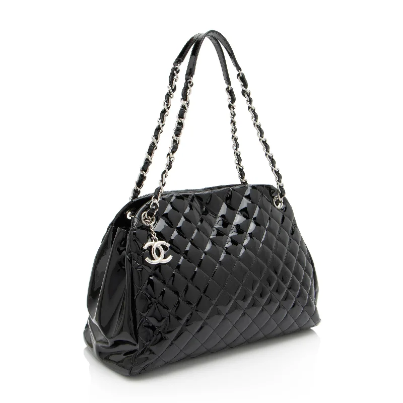 Chanel All - Match Handbag for Versatile StylingChanel Patent Leather Just Mademoiselle Large Bowler Bag (ELuN7V)