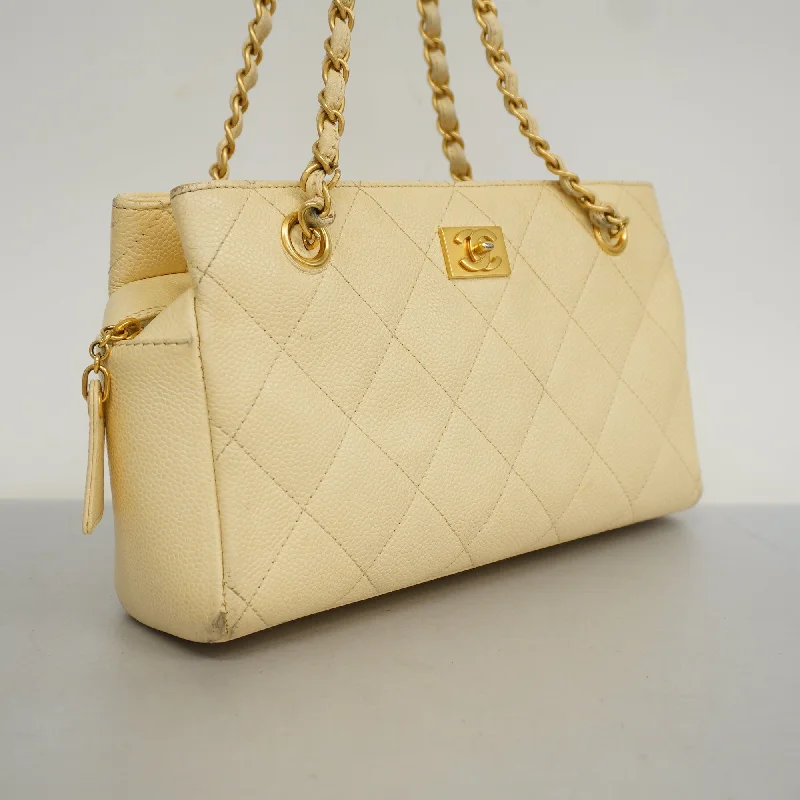 Chanel Vintage Inspired Handbag for Retro LoversCHANEL[3ae5076] Auth  Shoulder Bag Matelasse Chain Shoulder Caviar Skin Ivory Gold metal