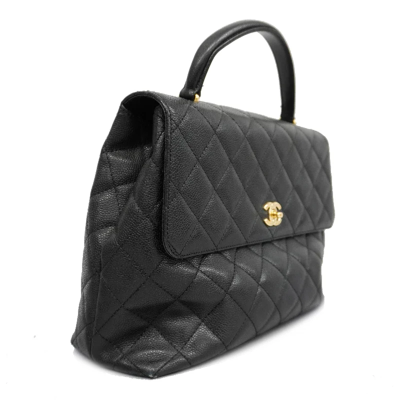 Chanel Designer Handbag with Unique DesignCHANELAuth  Matelasse Handbag Women's Caviar Leather Black