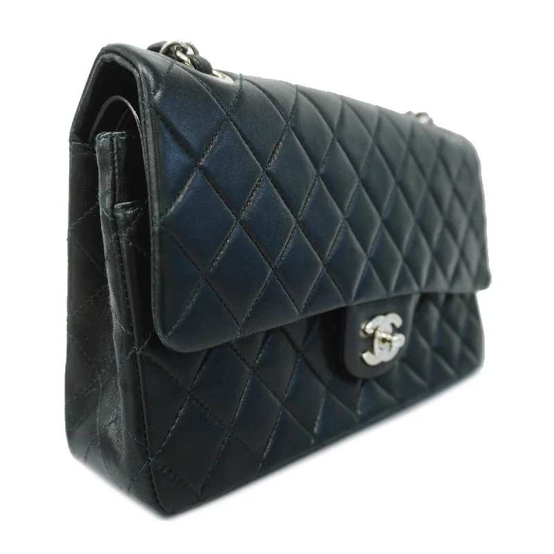 Chanel Designer Handbag with Unique DesignCHANELAuth  Matelasse W Flap W Chain Lambskin Women's Leather Shoulder Bag Black