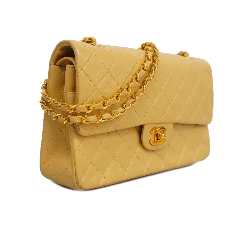 Chanel Colorful Handbag for Spring OutfitsCHANELAuth  Matelasse W Flap W Chain Women's Leather Shoulder Bag Beige