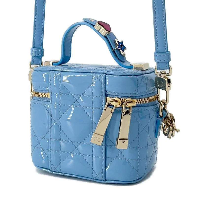 Trendsetting Christian Dior crossbody bags with a colorful strapDior Lady Dior Vanity 2way Bag Light Blue S0935OWCB Patent Leather Size micro