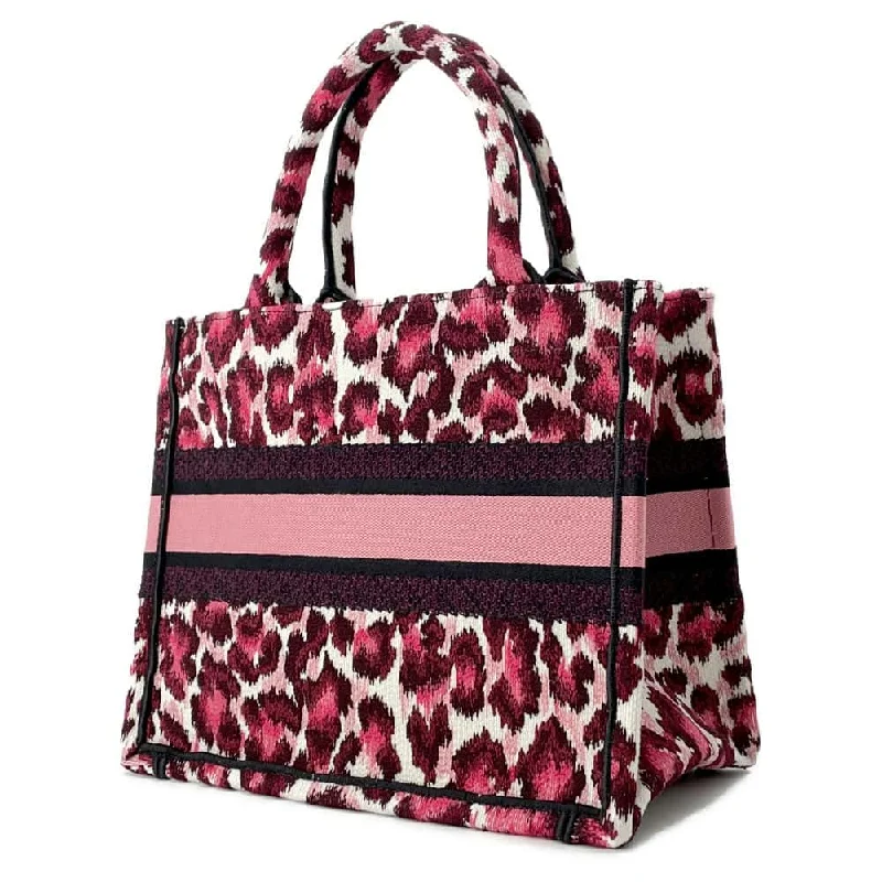 Christian Dior tote bags with a double - handle and shoulder - strap optionDior Book Tote Leopard Pink Canvas Size Small