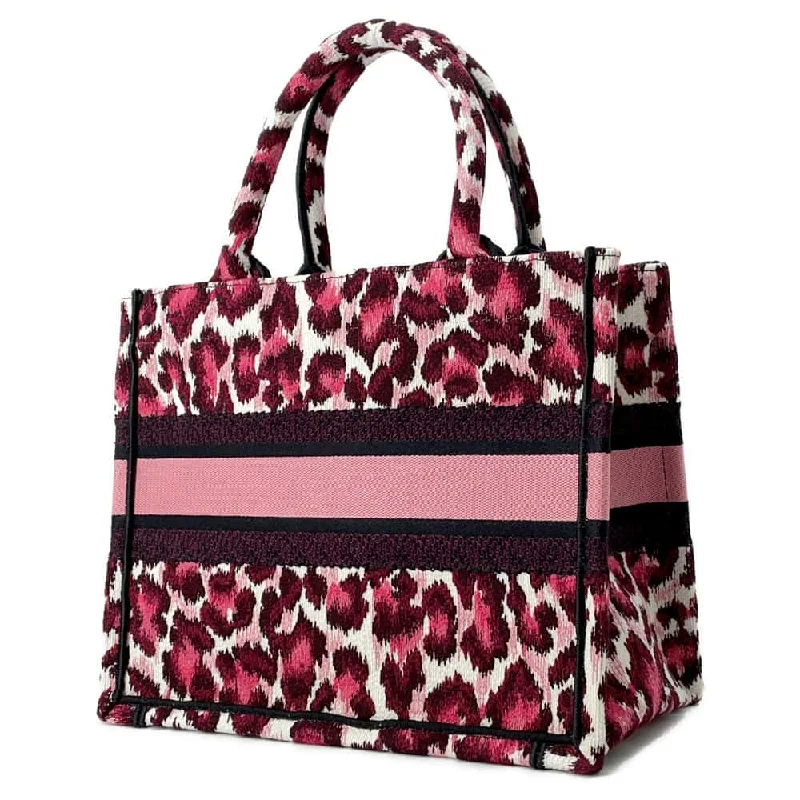 Christian Dior handbags with a detachable mirror for on - the - go touch - upsDior Book Tote Leopard Pink Canvas Size Small