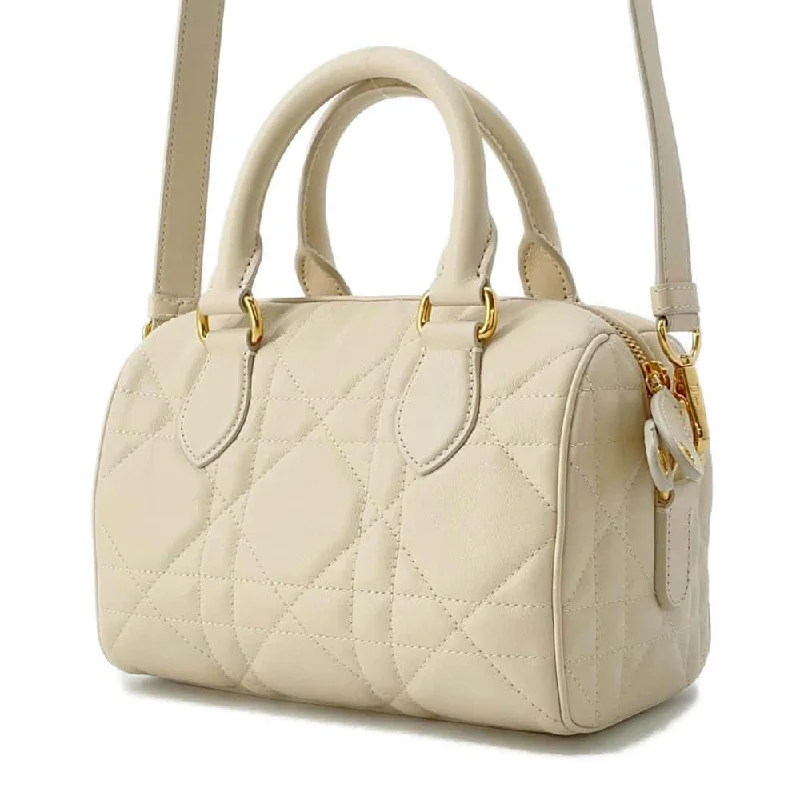 Christian Dior handbags with a detachable mirror for on - the - go touch - upsDior Macrocannage Groove 20 2WAY Handbag Dusty Ivory M1364UBOL Calf Leather Size Small