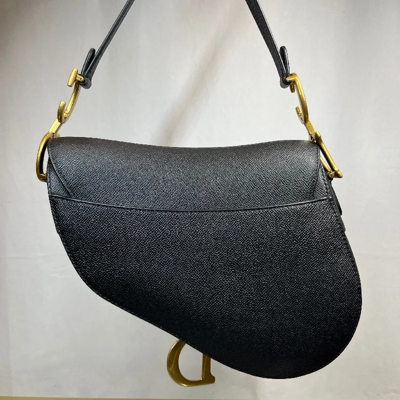 Christian Dior Saddle bags with a distressed leather finishDior Leather Saddle Bag Black