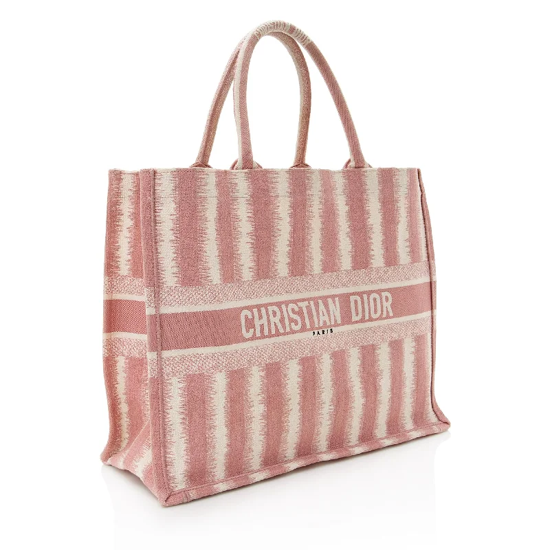 Christian Dior handbags with a removable shoulder strap for versatilityChristian Dior Embroidered Striped Book Tote