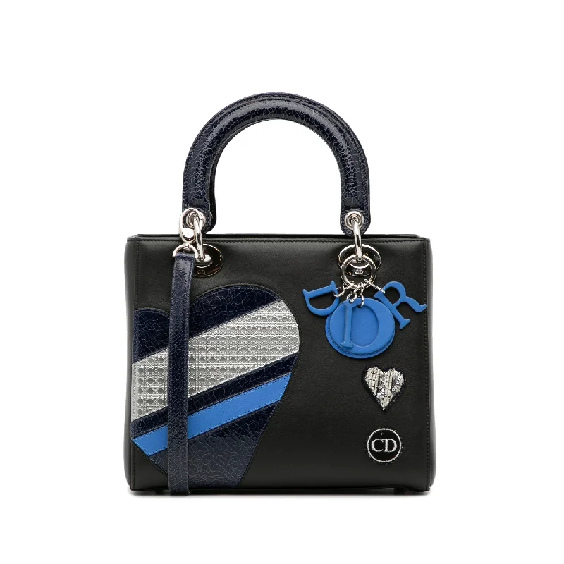 Contemporary Christian Dior handbags with a unique shapeDior Lady Dior Patchwork Medium Black Leather