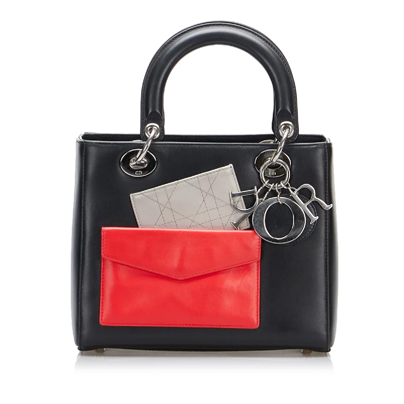 Christian Dior bags with a zip - top closure and multiple compartmentsDior Lady Dior Pockets Black Calfskin