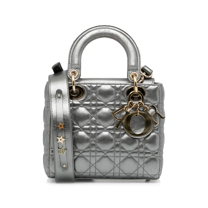 Christian Dior bags with a detachable coin purse insideDior Lady Dior My ABCDior Silver Cannage Quilted Leather