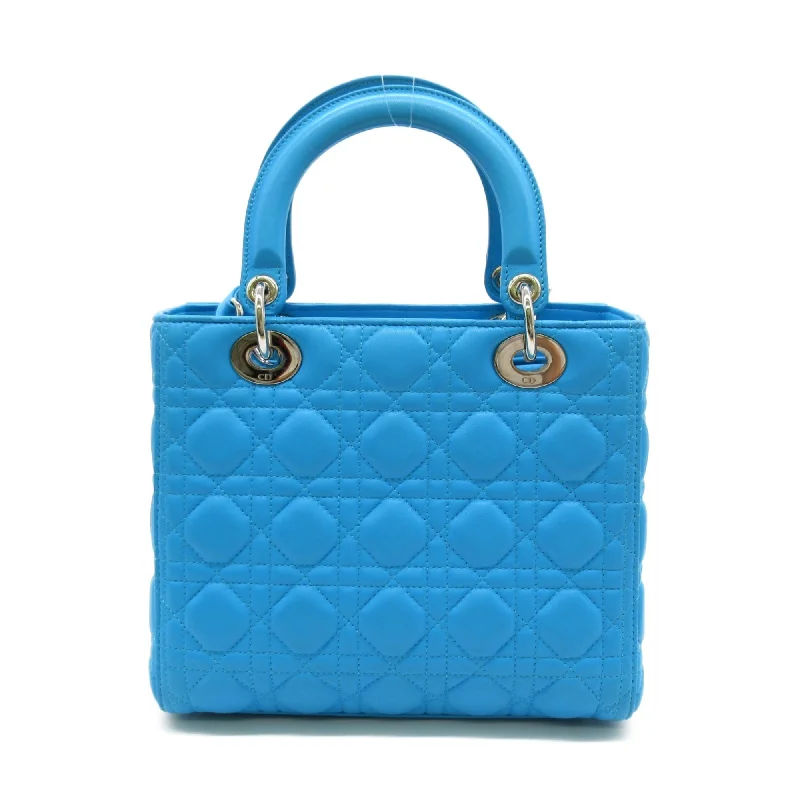 High - fashion Christian Dior bags with a geometric patternDior Lady Dior Tote Bag Blue Lambskin [sheep leather]