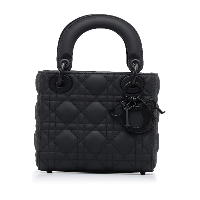 Christian Dior Saddle bags with a distressed leather finishDior Lady Mini Ultramatte Black Cannage Quilted Leather Black