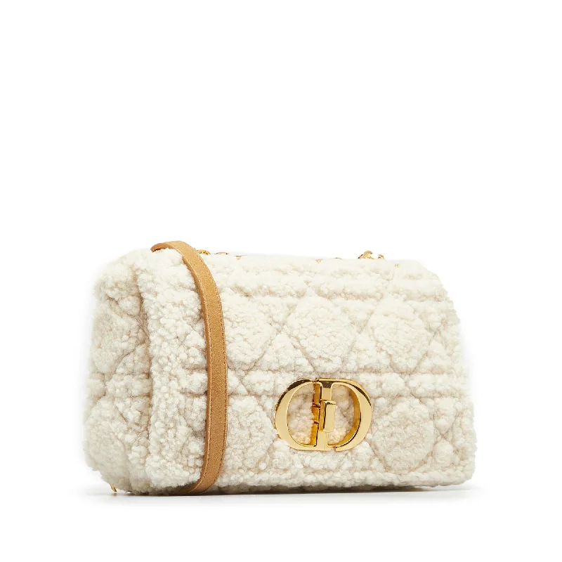 High - fashion Christian Dior bags with a geometric patternDIOR Medium Cannage Shearling Caro Shoulder Bag