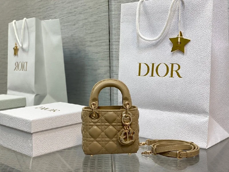 Christian Dior bags with a quilted pattern and gold - toned hardwareDior MICRO Lady Dior Bag