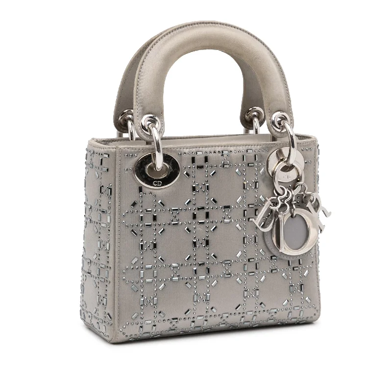 Stylish Christian Dior shoulder bags with a tassel - adorned zipperDior Mini Crystal Embellished Satin Lady Dior (s5Dg4b)