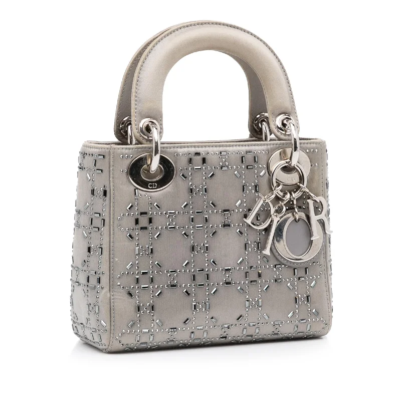 Christian Dior handbags with a detachable mirror for on - the - go touch - upsDior Mini Crystal-Embellished Satin Lady Dior (V7EzWY)