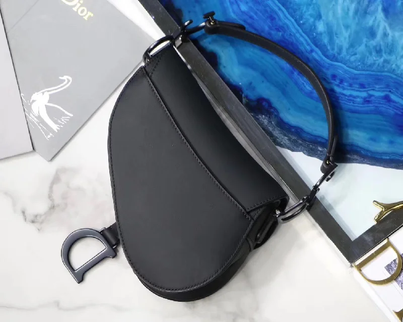 Christian Dior bags with a zip - top closure and multiple compartmentsDior Mini Saddle Bag In Black Ultra Matte Leather