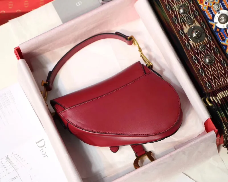 Trendsetting Christian Dior crossbody bags with a colorful strapDior Mini Saddle Bag In Red Calfskin