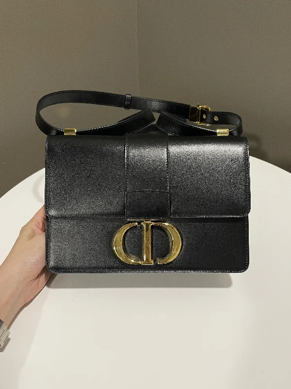 Christian Dior tote bags with a double - handle and shoulder - strap optionDior Montaigne 30 Black Calfskin