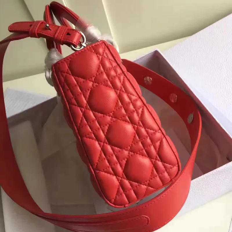 Christian Dior backpacks with a sleek, minimalist silhouetteDior My Lady Dior Bag In Red Lambskin