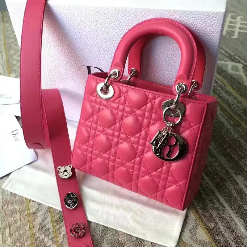 Christian Dior handbags with a back - pocket for quick storageDior My Lady Dior Bag In Rose Red Lambskin