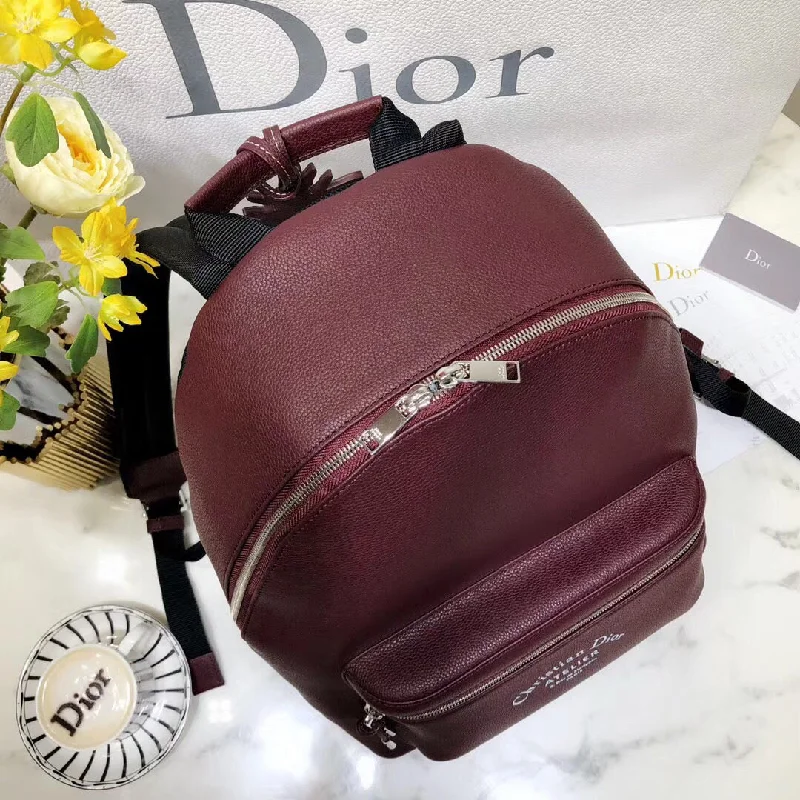 Christian Dior bags with a zip - top closure and multiple compartmentsDior Rider Rucksack Backpack In Burgundy Calfskin