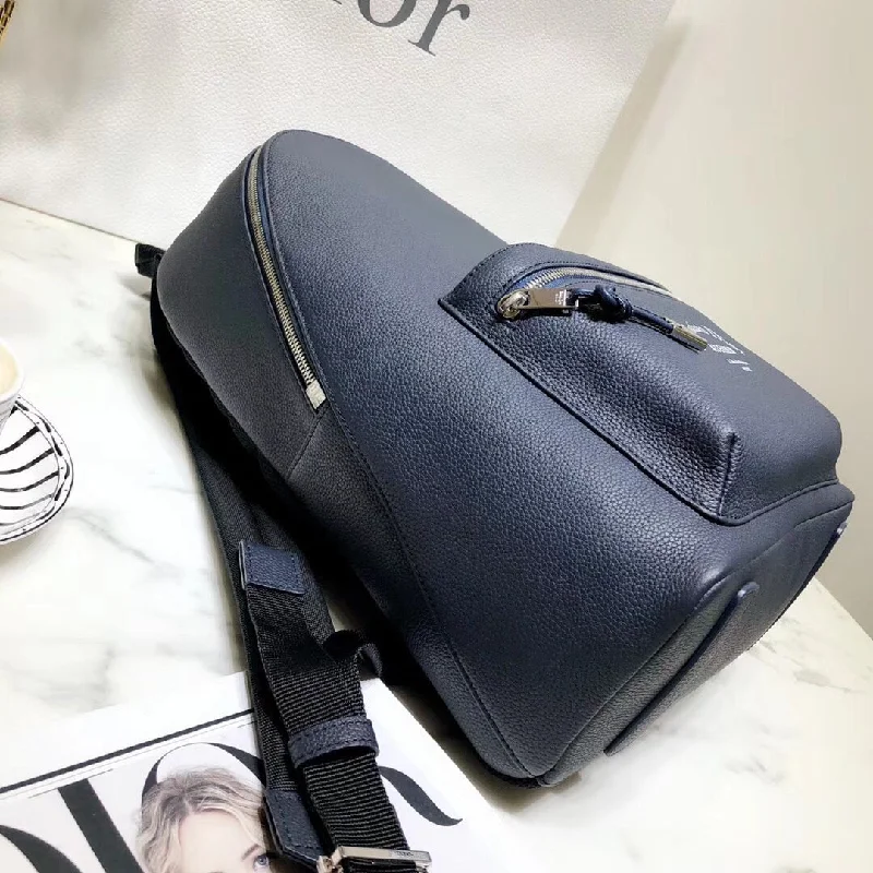 Christian Dior handbags with a detachable mirror for on - the - go touch - upsDior Rider Rucksack Backpack In Navy Blue Calfskin