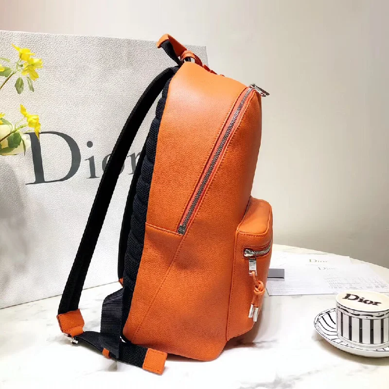 High - fashion Christian Dior bags with a geometric patternDior Rider Rucksack Backpack In Orange Calfskin