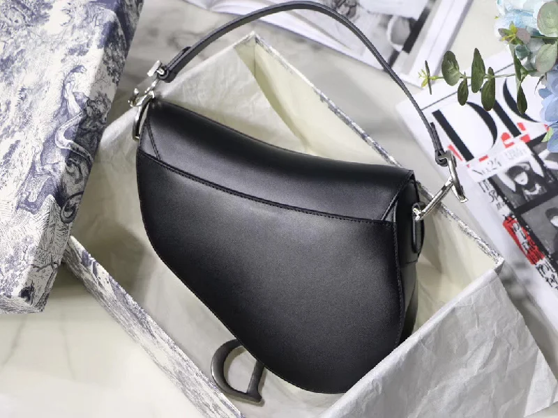 Christian Dior crossbody bags with a front - flap pocket for easy accessDior Saddle Bag In Black Soft Calfskin