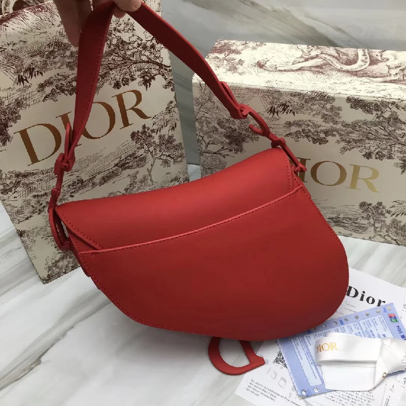 Christian Dior Saddle bags with a distressed leather finishDior Saddle Bag In Cherry Red Matte Calfskin