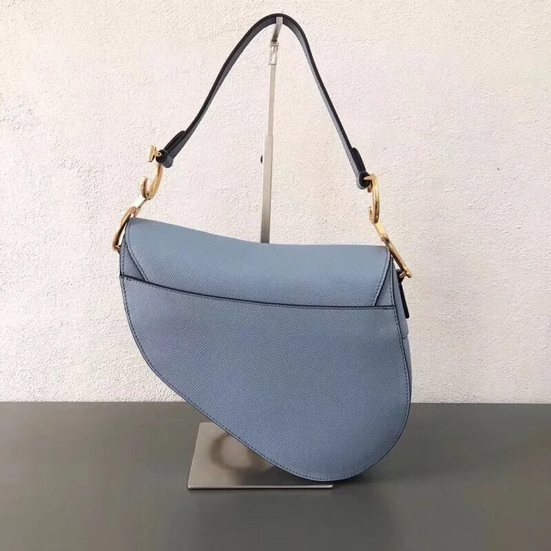 Fashion - forward Christian Dior tote bags for the modern womanDior Saddle Bag In Sky Blue Grained Calfskin