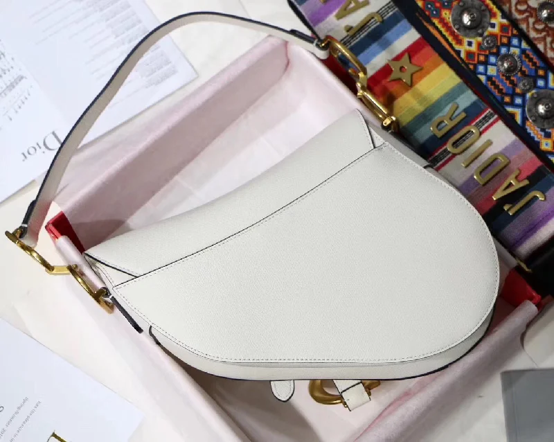 Christian Dior bags with a detachable coin purse insideDior Saddle Bag In White Grained Calfskin